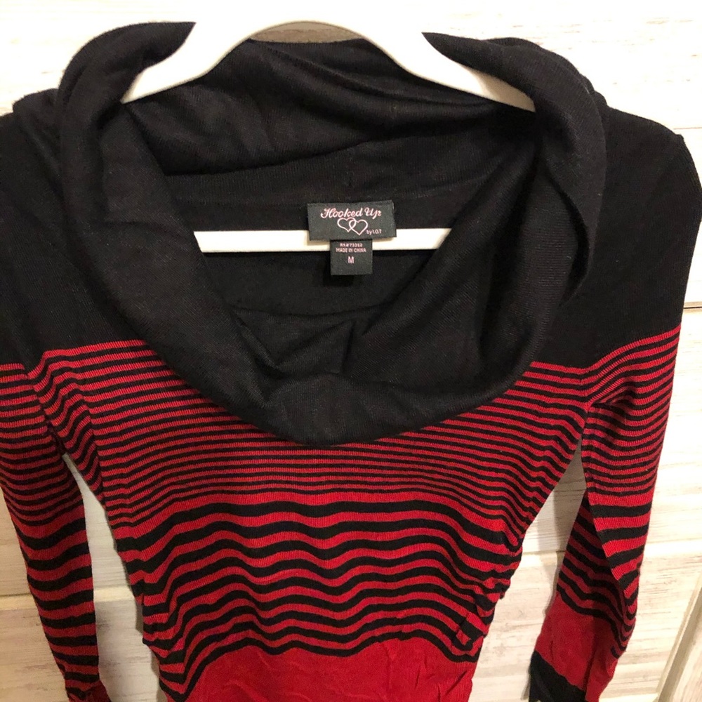 Black and red turtle neck